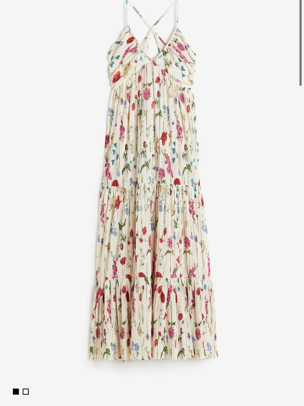 H&M Cream Floral/Colorful Pleated Maxi Dress NWT